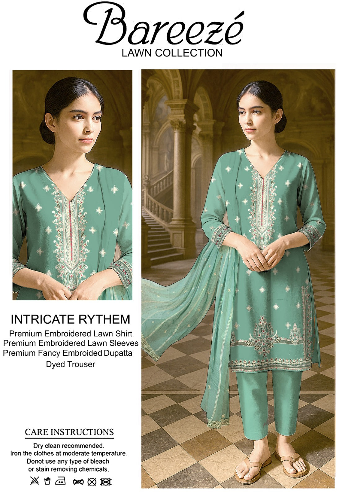 3PC Bareeze Embroidered Lawn
