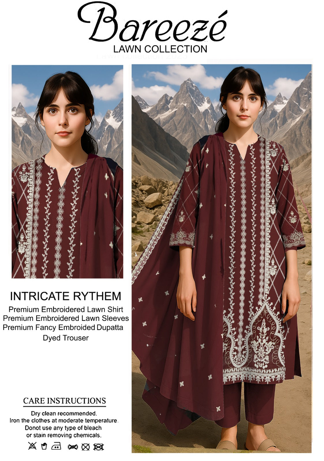 3PC Bareeze Embroidered Lawn
