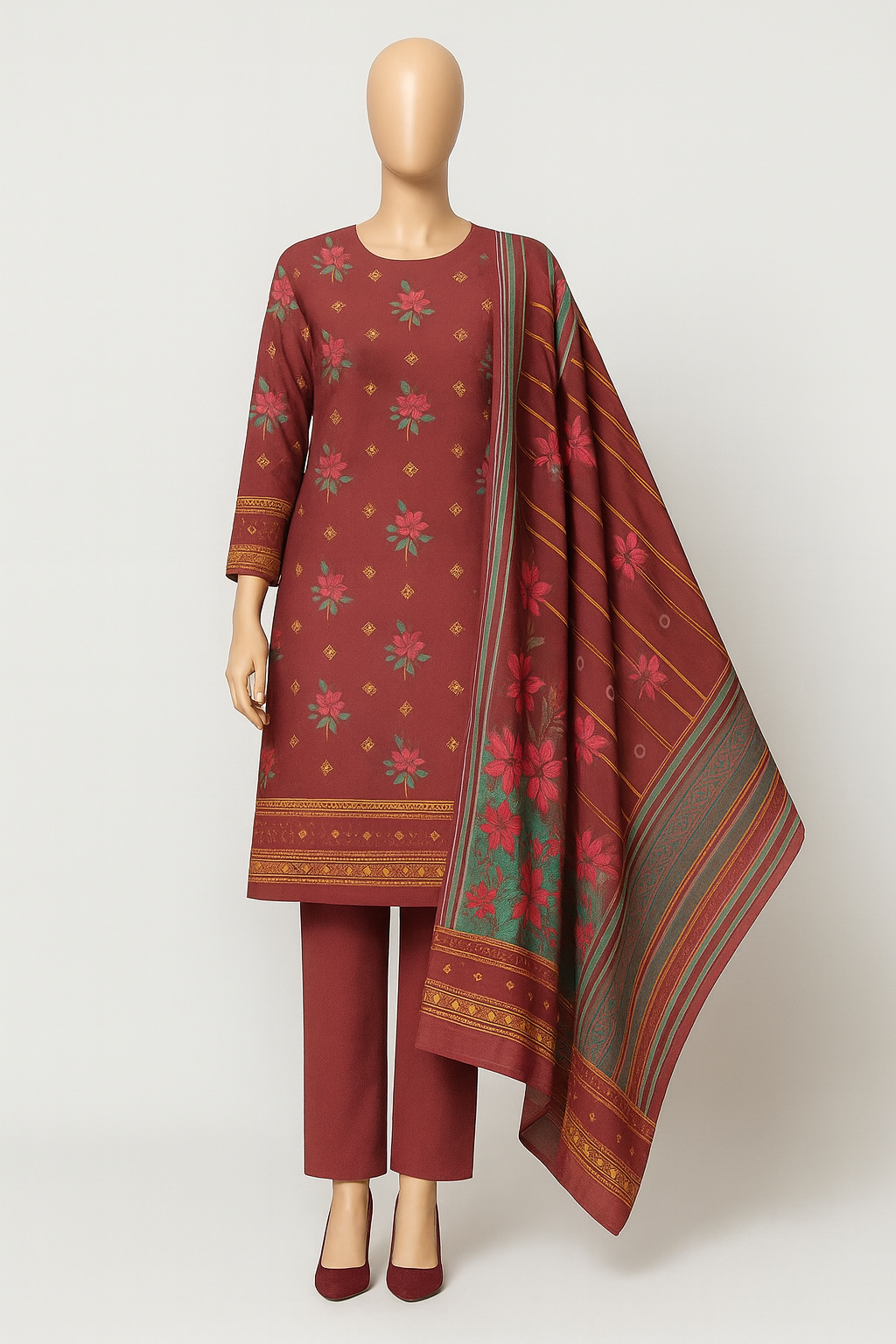 3PC LAWN UNSTITCHED