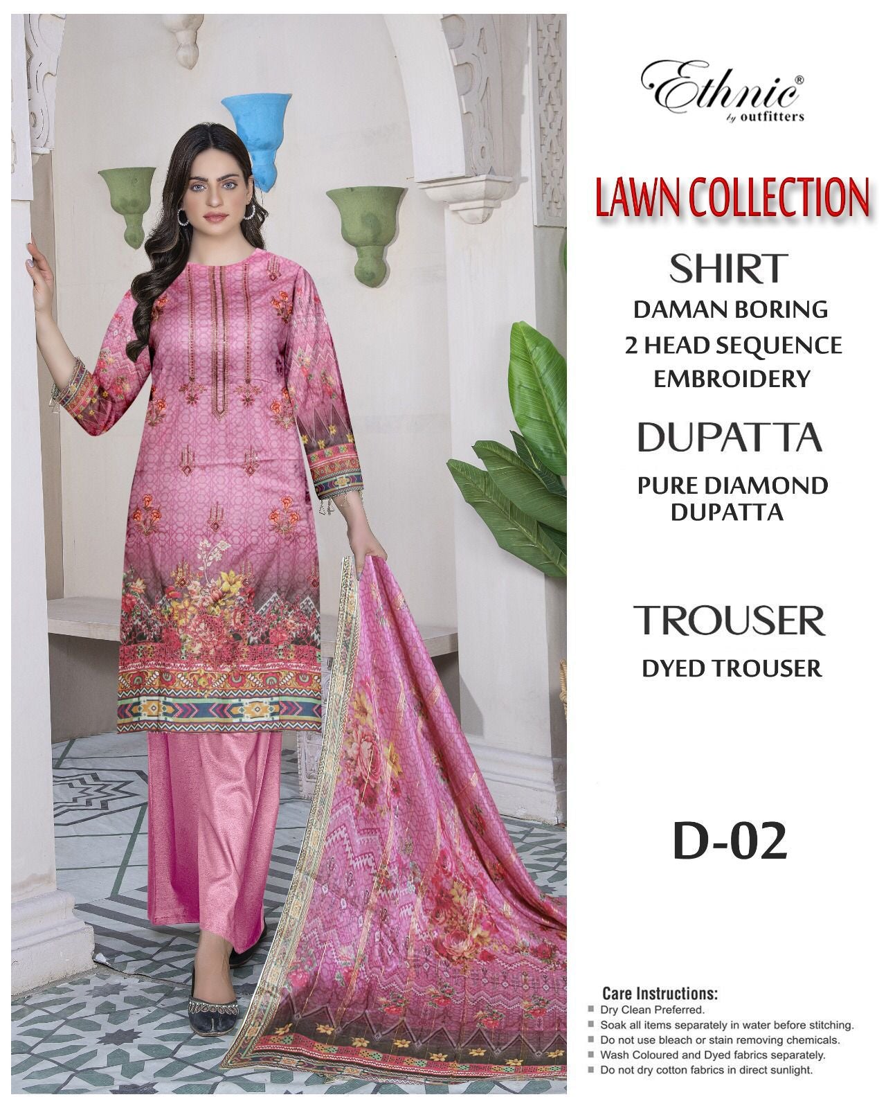 3PC Embroidered lawn