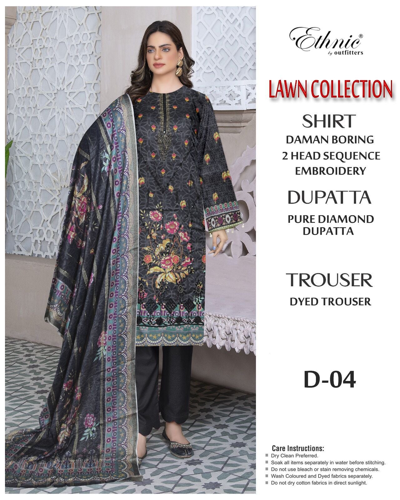 3PC Embroidered lawn