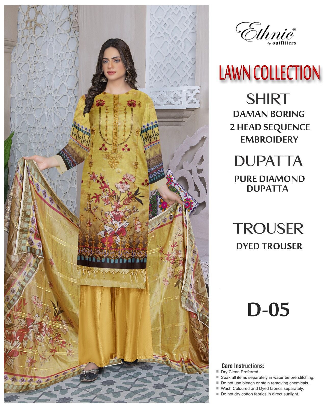3PC Embroidered lawn