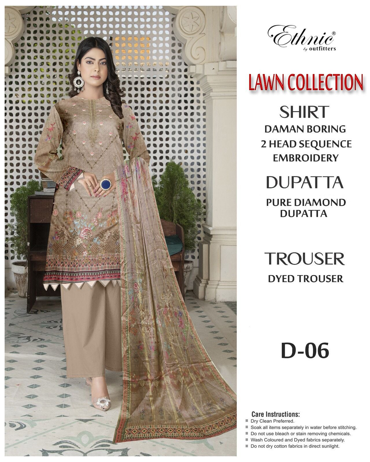 3PC Embroidered lawn
