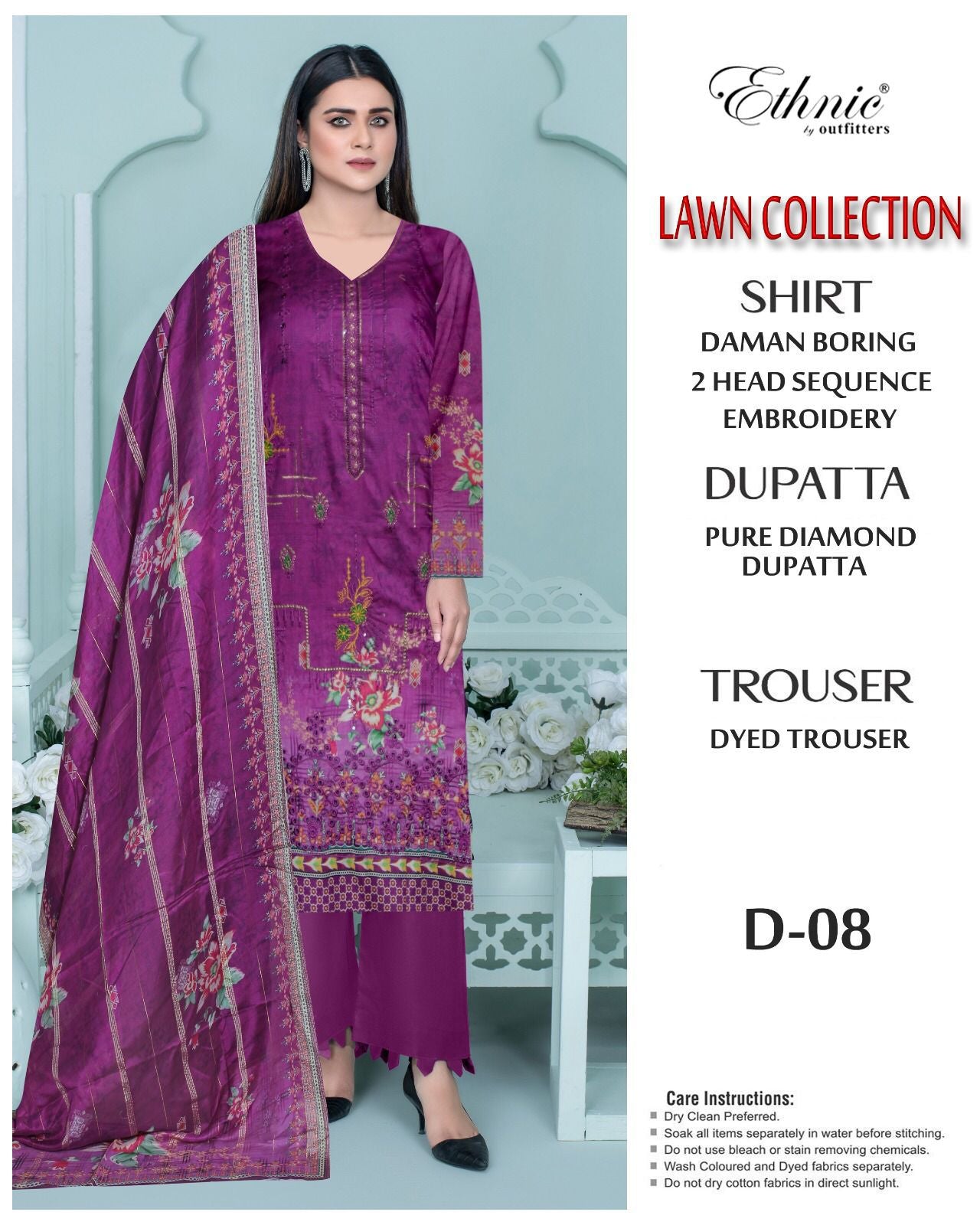 3PC Embroidered lawn