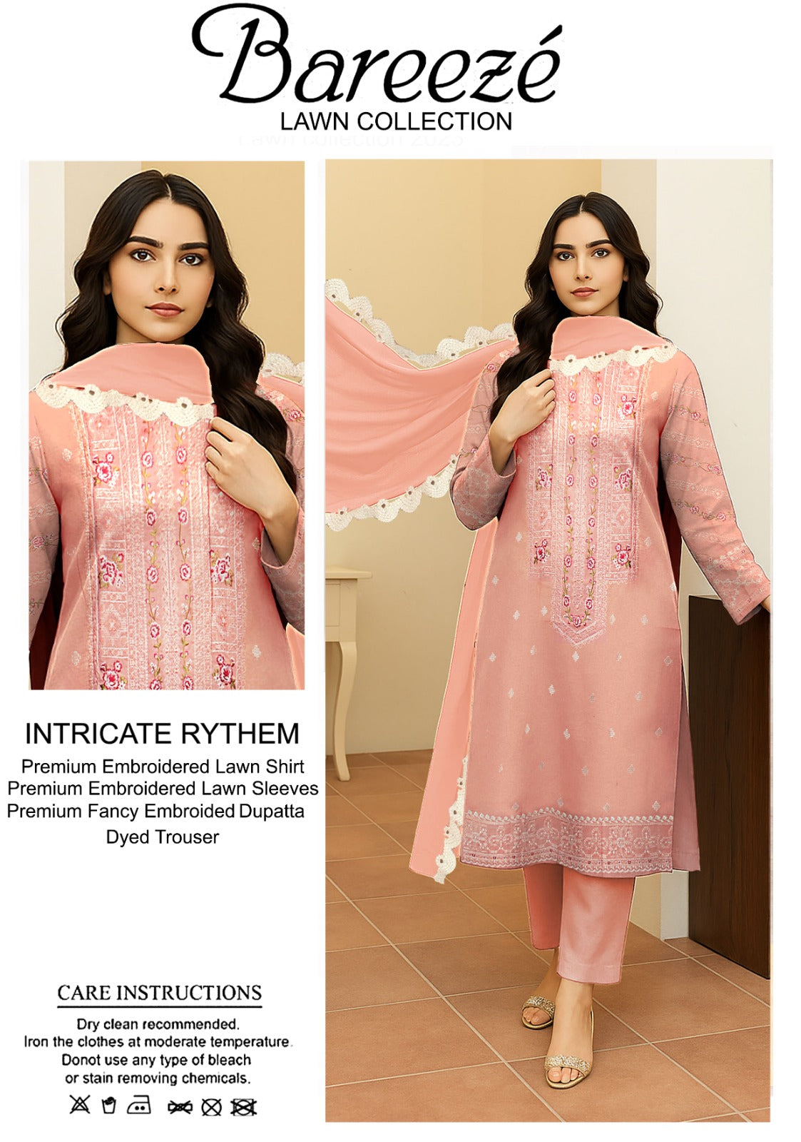 3PC Bareeze Embroidered Lawn