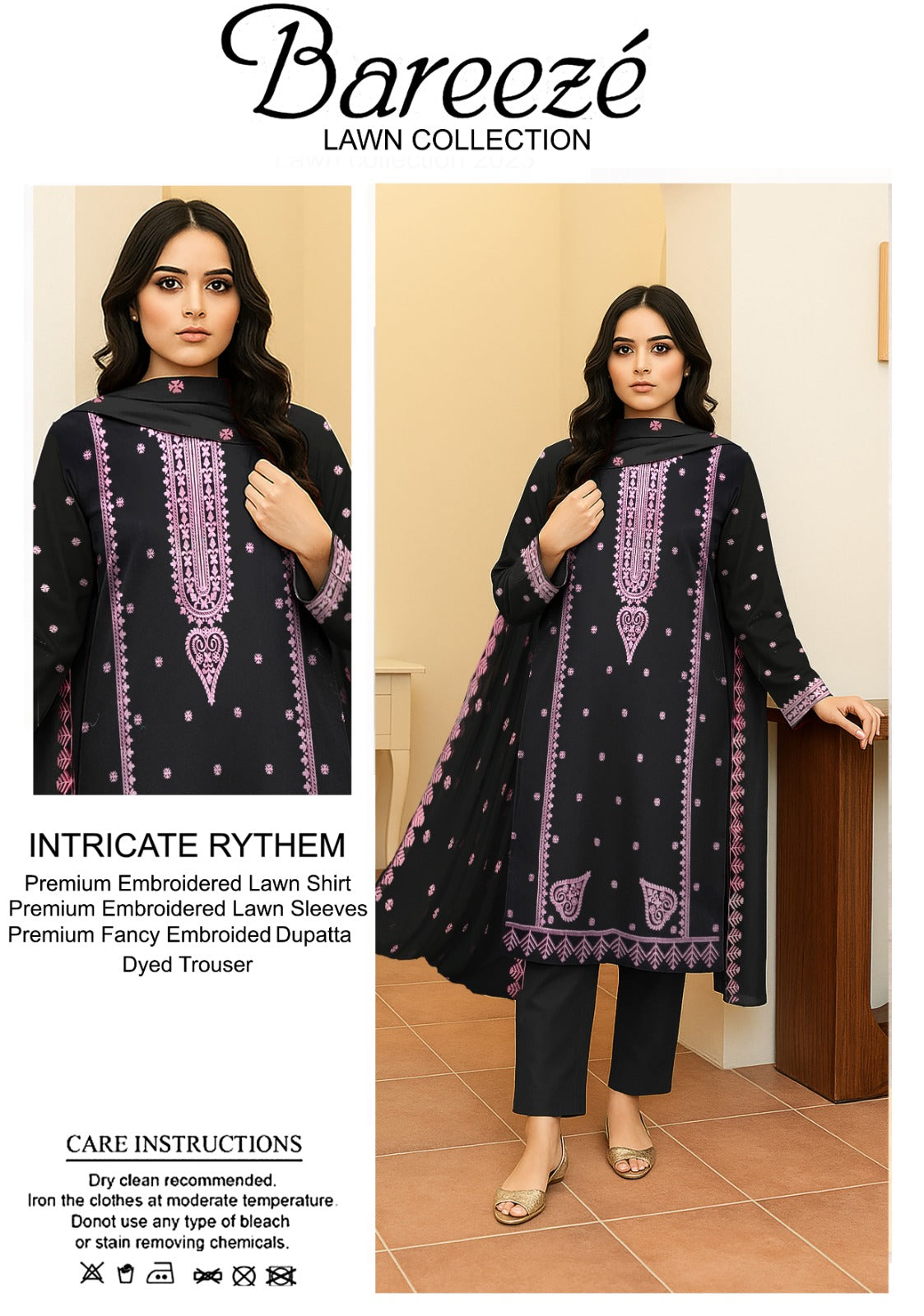 3PC Bareeze Embroidered Lawn