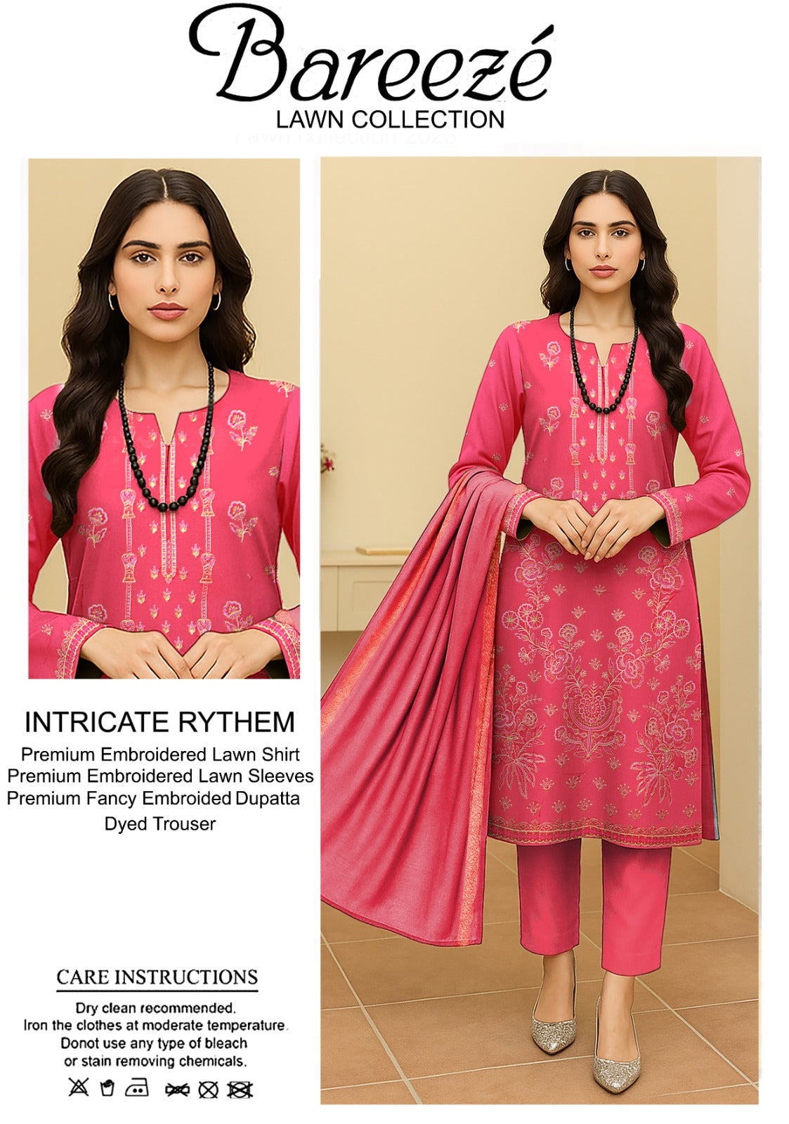 3PC Bareeze Embroidered Lawn