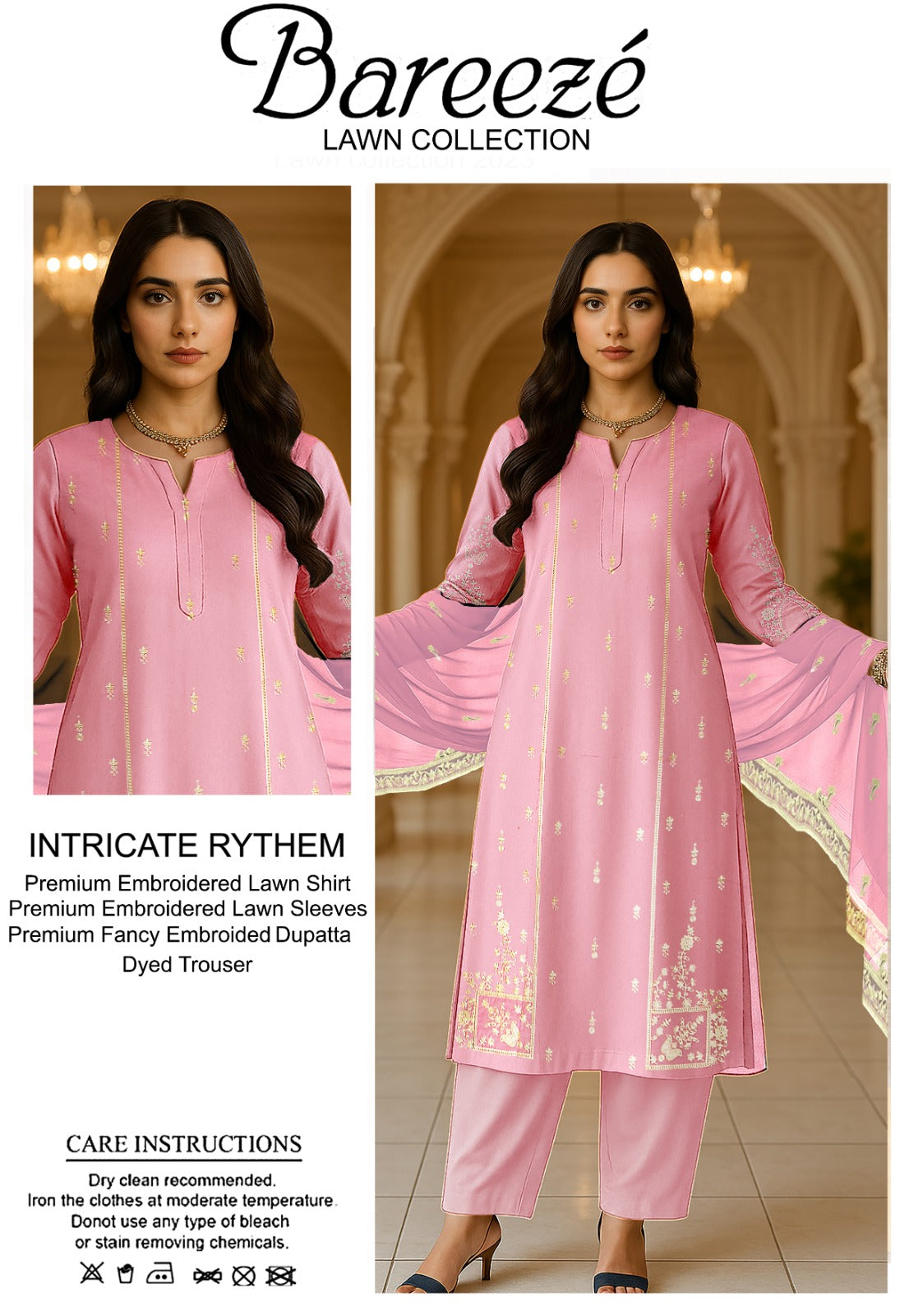 3PC Bareeze Embroidered Lawn