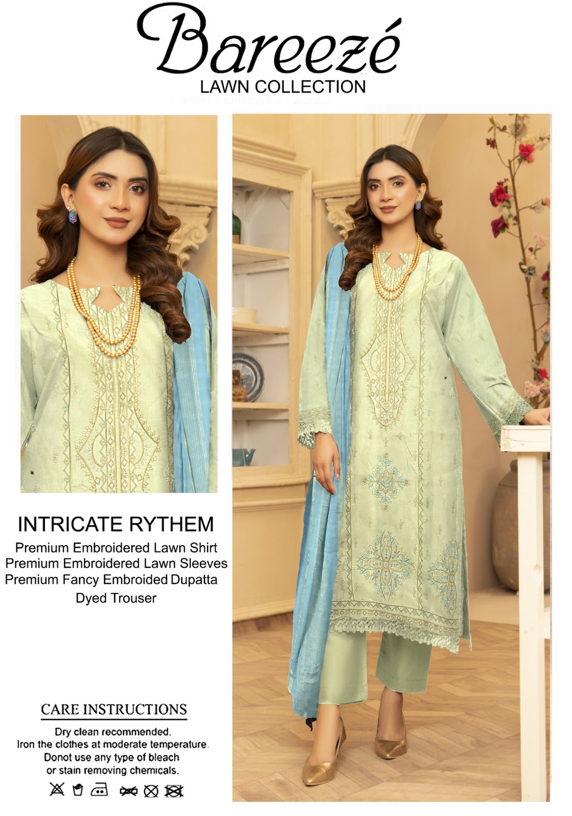 3PC Bareeze Embroidered Lawn