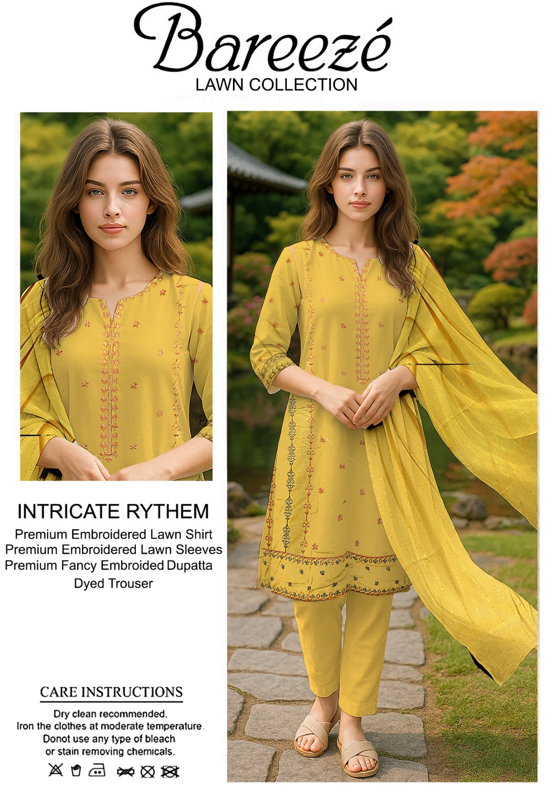 3PC Bareeze Embroidered Lawn