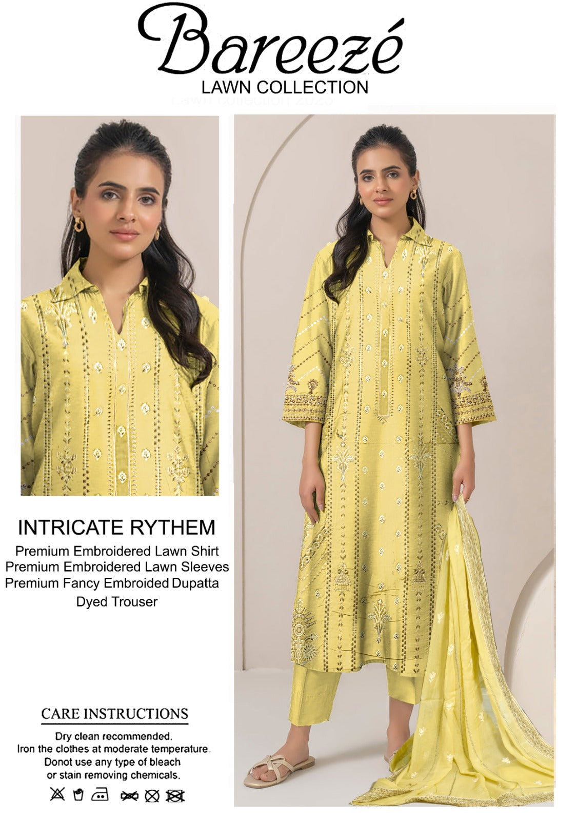 3PC Bareeze Embroidered Lawn