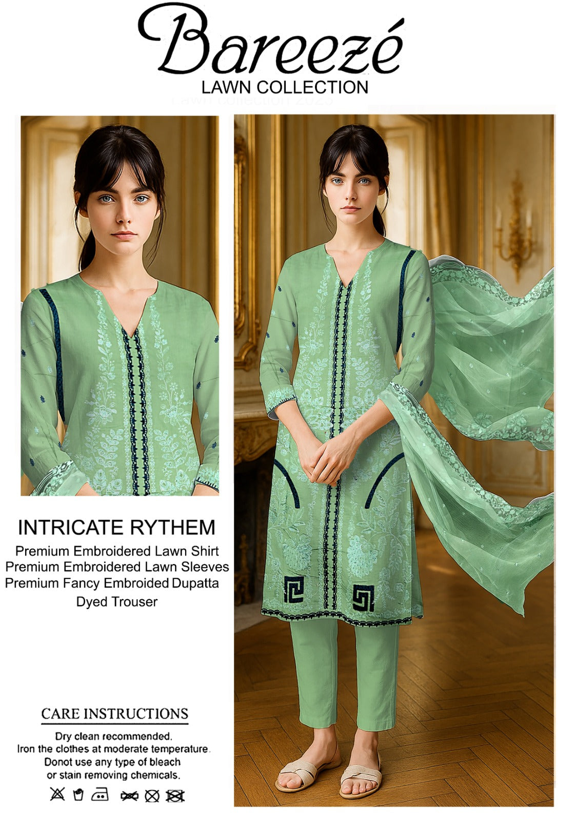 3PC Bareeze Embroidered Lawn