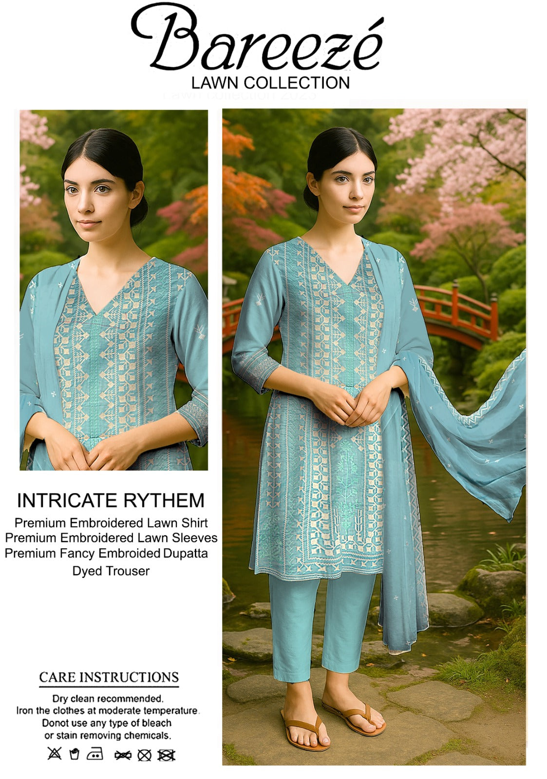 3PC Bareeze Embroidered Lawn