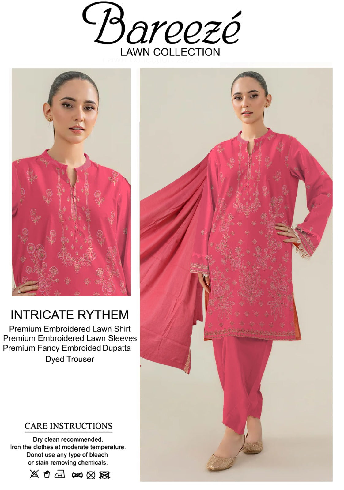 3PC Bareeze Embroidered Lawn