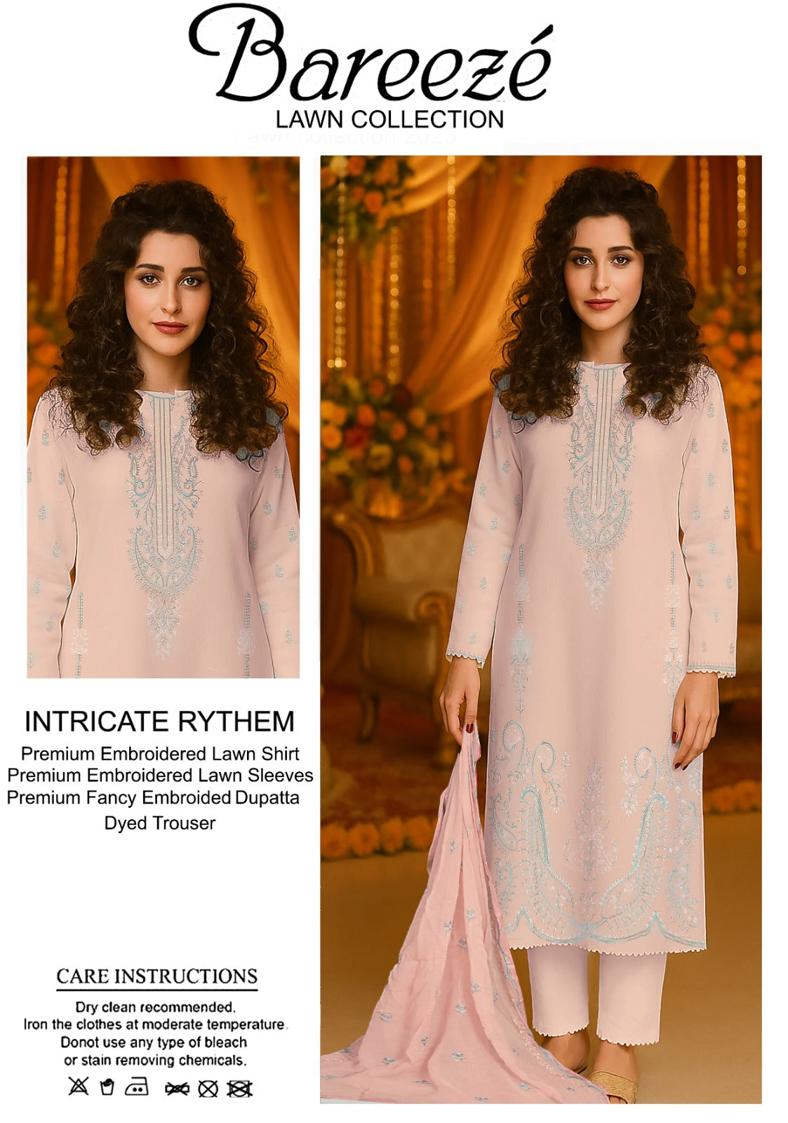 3PC Bareeze Embroidered Lawn