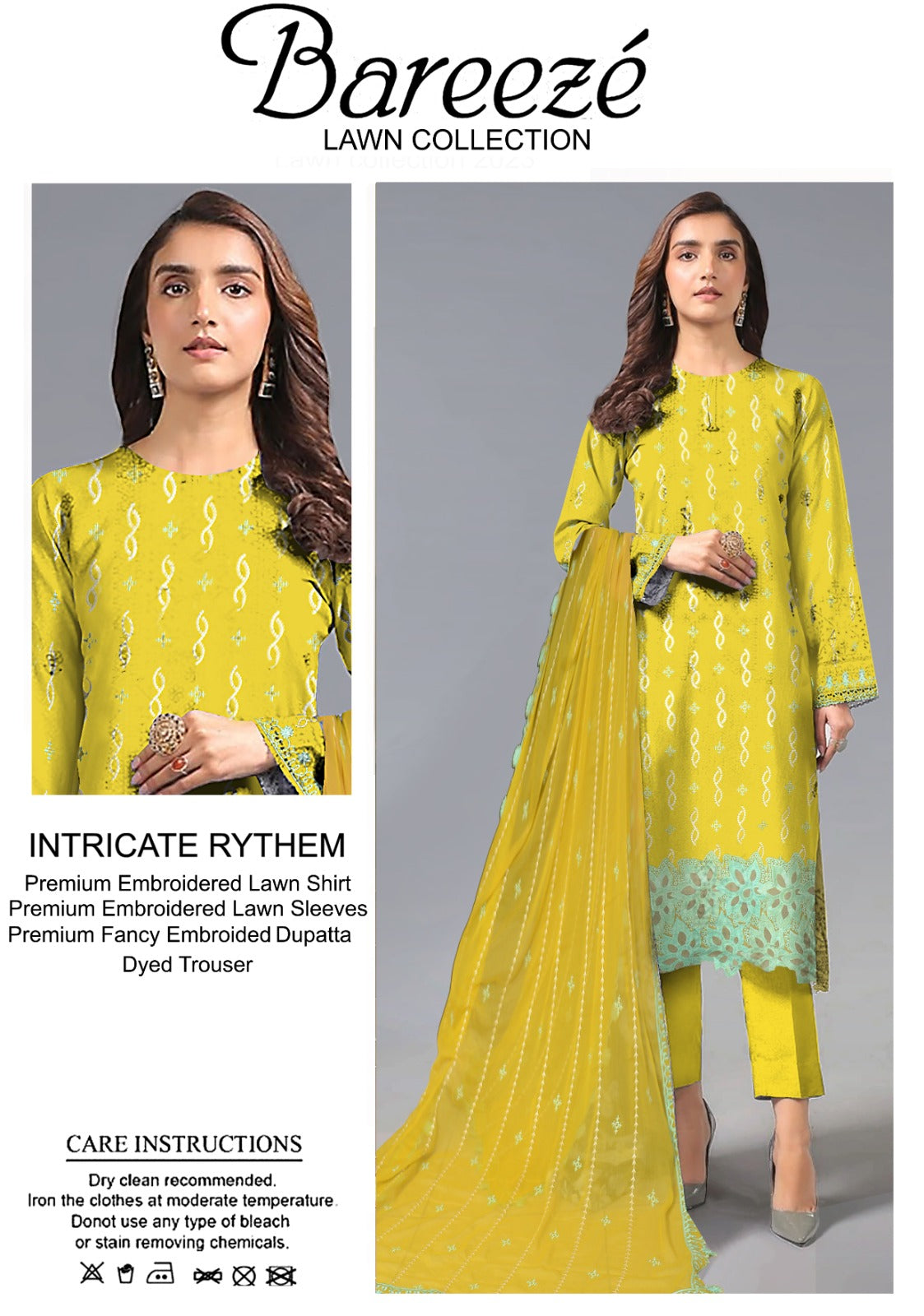 3PC Bareeze Embroidered Lawn