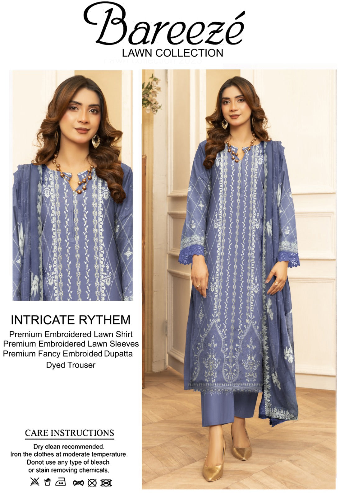 3PC Bareeze Embroidered Lawn