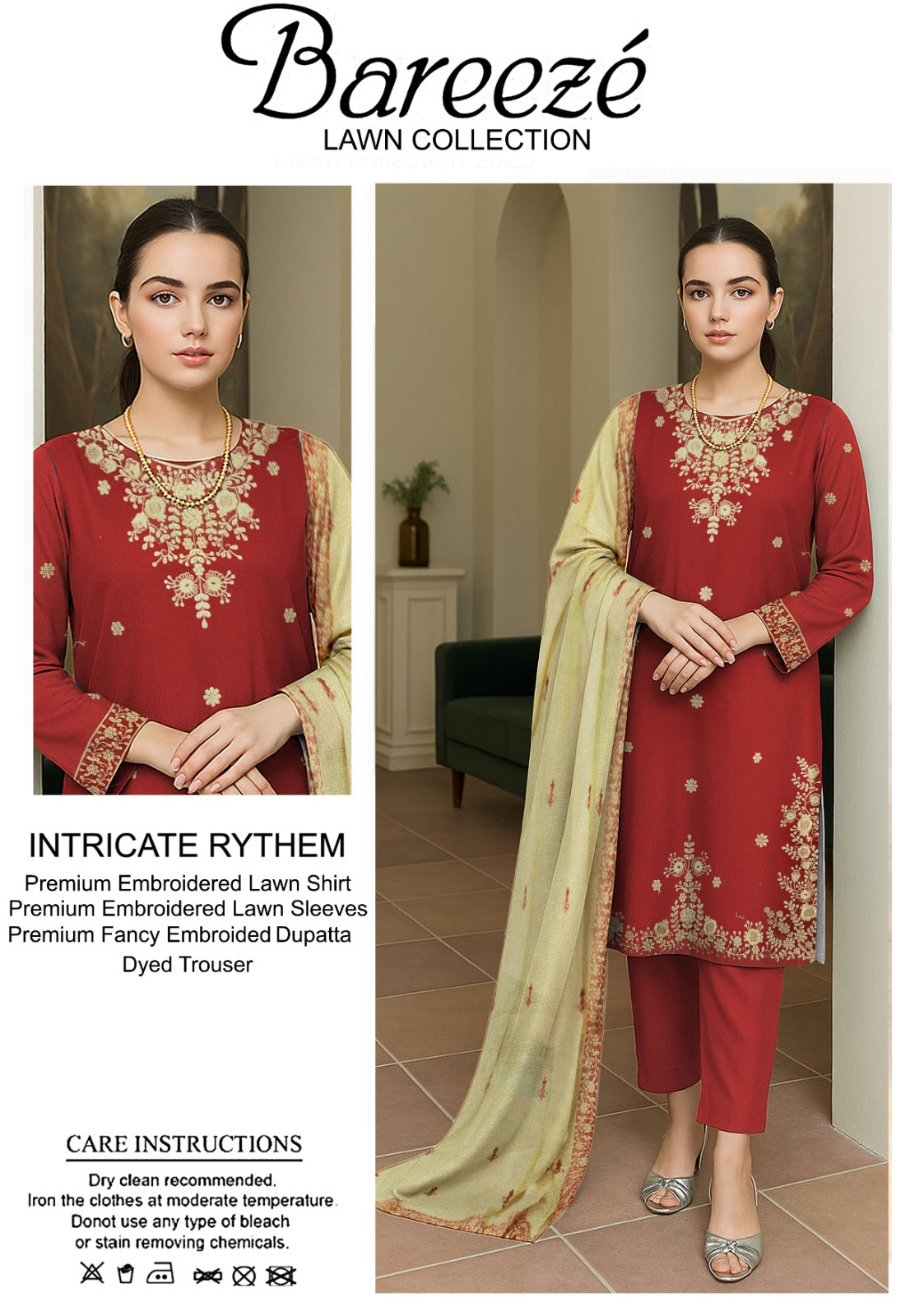 3PC Bareeze Embroidered Lawn