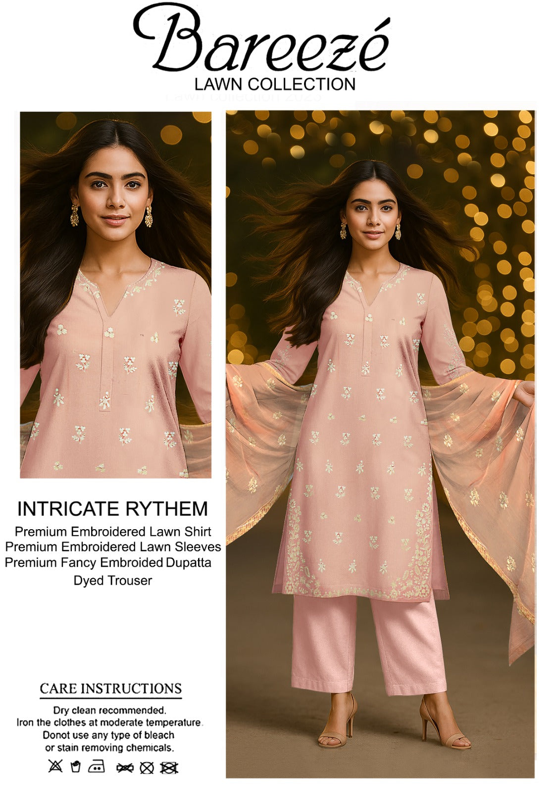 3PC Bareeze Embroidered Lawn